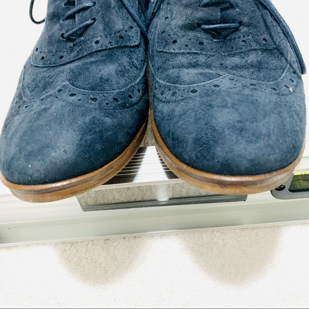 MINELLI Italy Blue Suede Wingtip Leather Shoes 8.5 - Picture 5 of 9